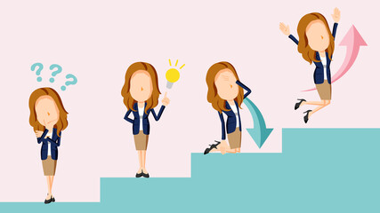 課題を解決して成功する人物のイラスト	