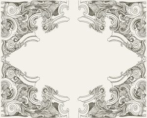 Obraz premium vintage baroque border with flora ornament 