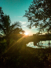 Sunset scenery from a village