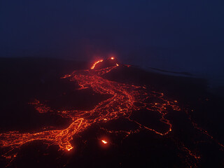 Night view of the Fagradalsfjall volcano in Iceland © Juris Novikovs/Wirestock