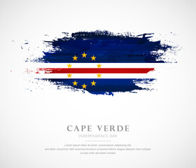 Abstract watercolor brush stroke flag for independence day of Cape Verde