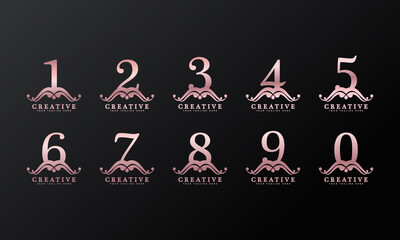 Luxury Set Logo Number for Restaurant, Royalty, Boutique, Cafe, Hotel, Heraldic, Jewelry, Fashion and other vector illustration