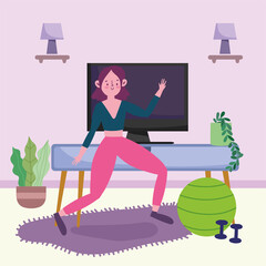 woman doing exercise home