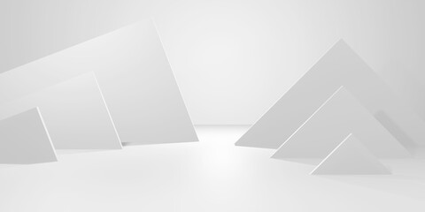 3D Render Triangle shape minimal wall background, with light and shadow ,3d illustration