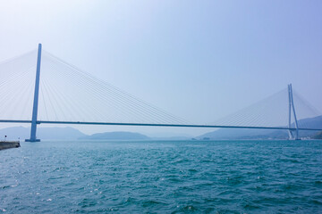Tatara ohashi bridge view from Setoda Sunset beach at Ikuchi island in Onomichi-city, Hiroshima,...