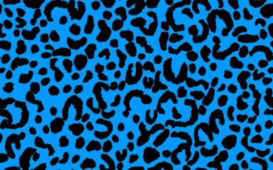 Abstract modern leopard seamless pattern. Animals trendy background. Blue and black decorative vector stock illustration for print, card, postcard, fabric, textile. Modern ornament of stylized skin