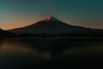 Autumn season of Mt Fuji and its reflection, Japan