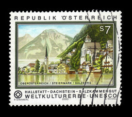 view of Hallstatt, Salzkammergut Cultural Landscape in Austria