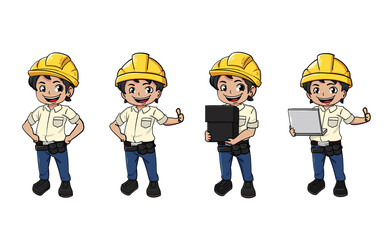 Construction Worker character cartoon vector design.