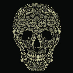 skull flower vector