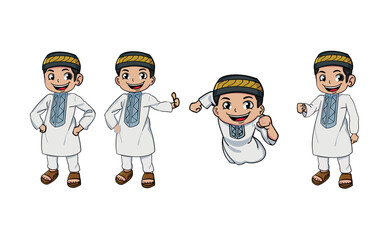 Muslim kid vector character design 