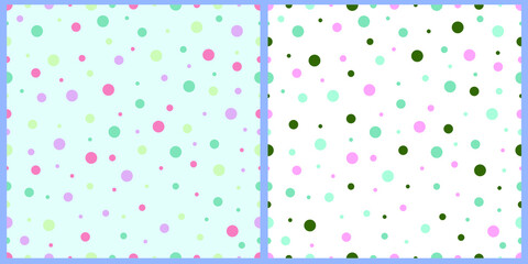 A set of seamless circle patterns in pastel colors. Digital art for flyers, posters, covers, textile printing, wrapping paper, clothing. 