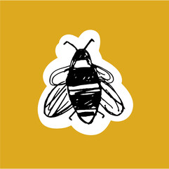 Bumblebee sticker. Hand drawn illustration