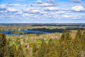 Naklejka premium Awesome countryside view at spring from a high angle view