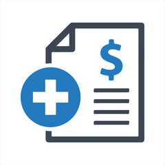 Fototapeta premium Health insurance icon. Medical bill icon, vector & glyph