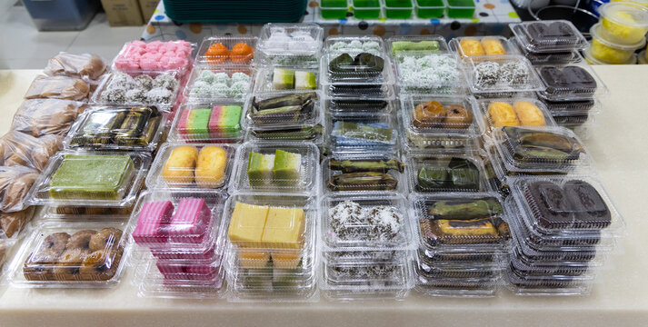 Assorted sweet nyony kueh kuih for iftar or buka puasa by muslim in Ramadhan month in Malaysia