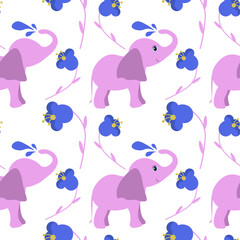 Obraz na płótnie Canvas children's pink elephant pattern . vector illustration drawn by hand . blank for paper textile design