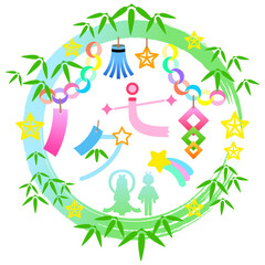 七夕飾りの装飾枠のイラスト【七夕のロゴ】