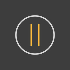 Pause button vector flat icon on dark background