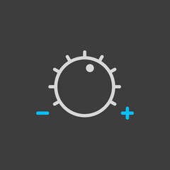 Volume knob vector flat icon on dark background