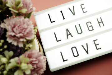 Live Laugh Love word in light box