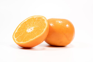 half of orange isolated on the white background, the best isolated oranges slices, fruit, Fresh, cut, citrus