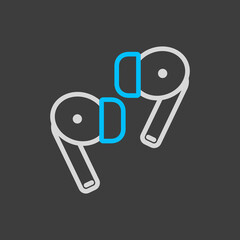 Pair of wireless earbud headphones vector icon