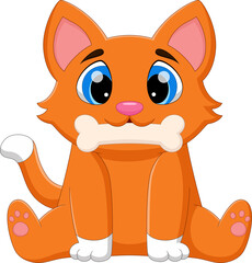 cute cat biting bone