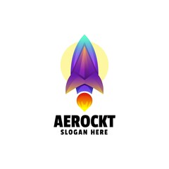 Fototapeta na wymiar Vector Logo Illustration Rocket Gradient Colorful Style.