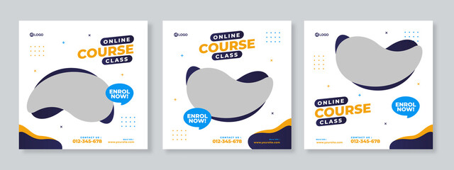 Online course class social media post template design vector