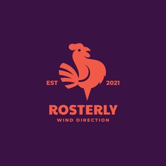 Vector Logo Illustration Rooster Color Badge Style.