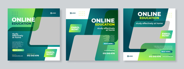 Online education social media post template design vector