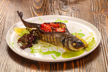 Grilled Trout with vegetables and sauce