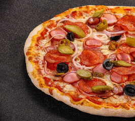 Italian traditional Pizza with sausages