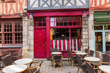 Summer terrace of a rustic cafe in northern France