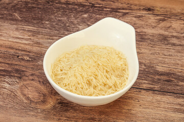 Raw basmati rice in the bowl