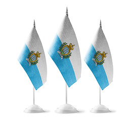 Small national flags of the San Marino on a white background