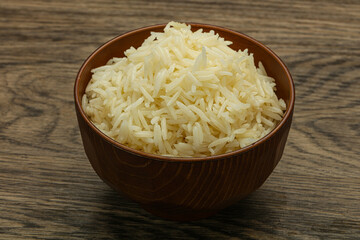 Steamed basmati rice in the bowl