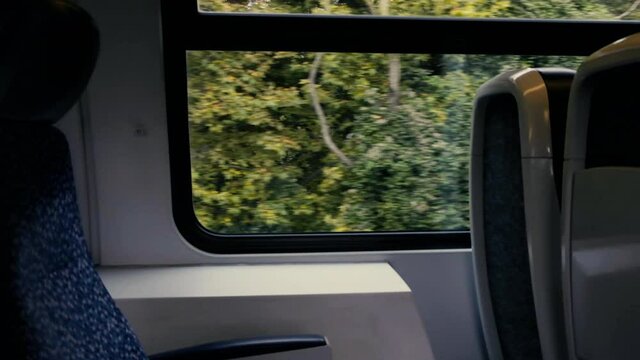 traveling by train.moving landscape  viewed from train window 