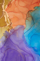 Naklejka premium Alcohol ink art.Mixing liquid paints. Modern, abstract colorful background, wallpaper. Marble texture.Translucent colors