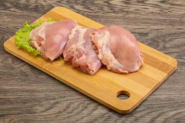 Raw chicken boneless and skinless leg