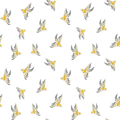 Obraz na płótnie Canvas Seamless vector pattern flying bird Isolated on white background. 