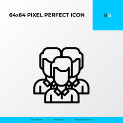 Business vector line icon style. worker selection 64x64 Pixel perfect icon.