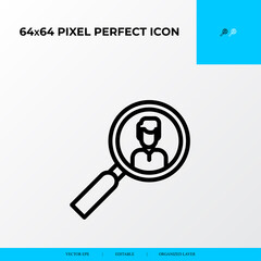 searching talent vector line icon style. Human resource concept icon. 64x64 Pixel perfect