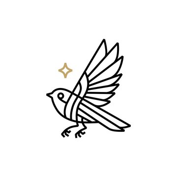 bird star monoline logo vector icon illustration