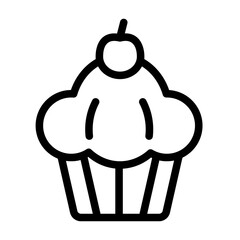 cake cupcake cherry single isolated icon with outline style