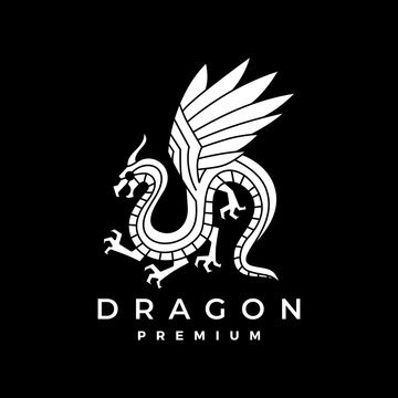 dragon logo vector icon illustration