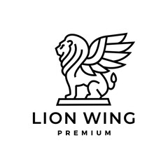 lion wing winged shedu iamassu akkadian shirdal logo vector icon illustration