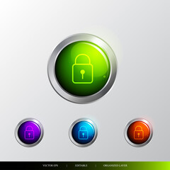 3D Button security and private icon.