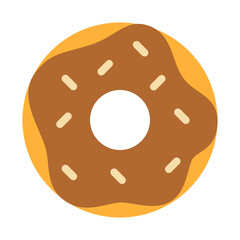 ring donut with chocolate single isolated icon with flat style